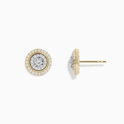 Earrings|BH Multi Duo 14K Two Tone Gold 1/2" Diamond Halo Stud Earrings 0.69 TCW