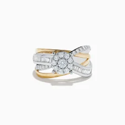 Rings|Effy Jewelry Duo 14K Two Tone Gold Diamond Cross Over Ring 0.89 TCW