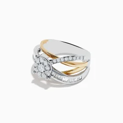Rings|Effy Jewelry Duo 14K Two Tone Gold Diamond Cross Over Ring 0.89 TCW