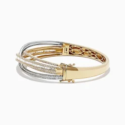 Bracelets|BH Multi Duo 14K Two Tone Gold Diamond Crossover Bangle, 3.15 TCW