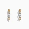 Earrings|Effy Jewelry Duo 14K Two Tone Gold Diamond Chain Link Hoop Earrings, 0.40 TCW