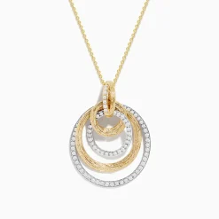 Necklaces & Pendants|Effy Jewelry Duo 14K Two-Tone Gold Diamond Crossover Pendant