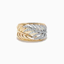 Rings|Effy Jewelry Duo 14K Two-Tone Gold Diamond Leaf Ring