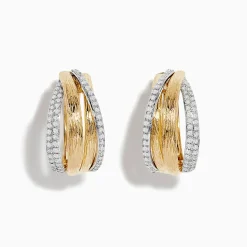 Earrings|Effy Jewelry Duo 14K Two-Tone Gold Diamond Hoop Earrings