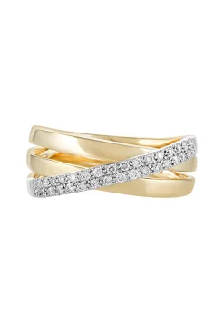 Rings|Effy Jewelry Duo 14K White and Yellow Gold Diamond Crossover Ring, 0.24 TCW