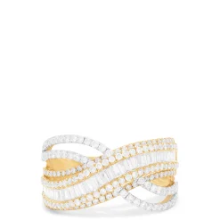 Rings|Effy Jewelry Duo 14K White and Yellow Gold Diamond Crossover Ring, 1.41 TCW