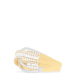 Rings|Effy Jewelry Duo 14K White and Yellow Gold Diamond Crossover Ring, 1.41 TCW