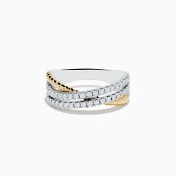 Rings|Effy Jewelry Duo 14K White u0026 Yellow Gold Diamond Crossover Ring