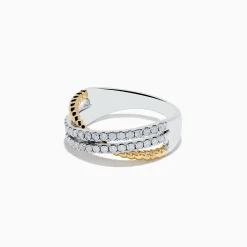 Rings|Effy Jewelry Duo 14K White u0026 Yellow Gold Diamond Crossover Ring