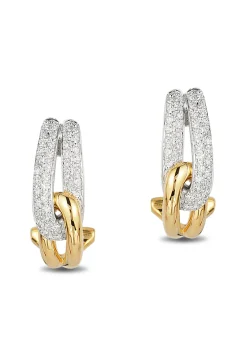 Earrings|Effy Jewelry Duo 14K Yellow and White Gold Diamond 5/8" French Clip Earrings, 0.31 TCW