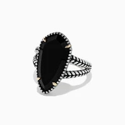 Rings|BH Multi Eclipse 925 Sterling Silver Onyx Ring, 4.37 TCW
