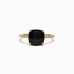 Rings|Effy Jewelry Eclipse 14K Yellow Gold Diamond and Onyx Ring, 1.40 TCW