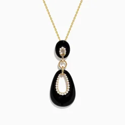 Necklaces & Pendants|Effy Jewelry Eclipse 14K Yellow Gold Onyx and Diamond Pendant