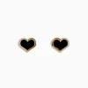 Earrings|Effy Jewelry Eclipse 14K Yellow Gold Onyx and Diamond Heart Earrings