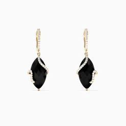 Earrings|Effy Jewelry Eclipse 14K Yellow Gold Onyx and Diamond Drop Earrings, 13.18 TCW