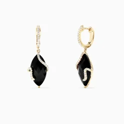 Earrings|Effy Jewelry Eclipse 14K Yellow Gold Onyx and Diamond Drop Earrings, 13.18 TCW