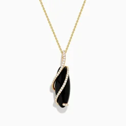 Necklaces & Pendants|Effy Jewelry Eclipse 14K Yellow Gold Onyx and Diamond Pendant