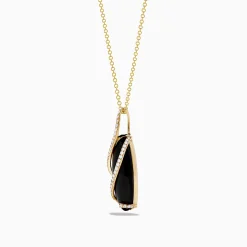 Necklaces & Pendants|Effy Jewelry Eclipse 14K Yellow Gold Onyx and Diamond Pendant