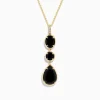 Necklaces & Pendants|Effy Jewelry Eclipse 14K Yellow Gold Onyx and Diamond Drop Pendant