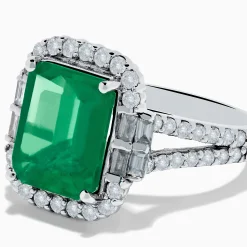 Rings|Effy Jewelry Effy Hematian 14K White Gold Emerald and Diamond Cocktail Ring