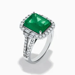 Rings|Effy Jewelry Effy Hematian 14K White Gold Emerald and Diamond Cocktail Ring