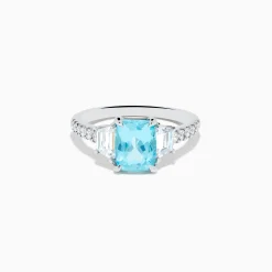 Rings|Effy Jewelry Effy Hematian 18K White Gold Paraiba Tourmaline and Diamond Ring
