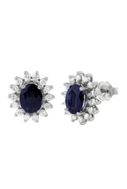 Earrings|Effy Jewelry Gemma Royalty Sapphire and Diamond Earrings, 3.54 TCW