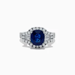 Rings|Effy Jewelry Hematian 18K White Gold Blue Sapphire and Diamond Ring