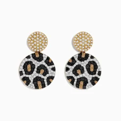 Earrings|BH Multi 14K Gold Black, Espresso and White Diamond Panther Spot Drop Earrings, 1.57 TCW