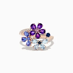 Rings|Effy Jewelry 14K Gold Blue Topaz, Amethyst, Tanzanite, Sapphire and Diamond Ring