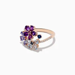 Rings|Effy Jewelry 14K Gold Blue Topaz, Amethyst, Tanzanite, Sapphire and Diamond Ring