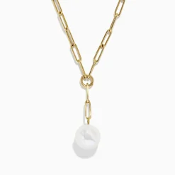 Necklaces & Pendants|BH Multi 14K Gold Cultured Fresh Water Pearl Paperclip Chain Necklace