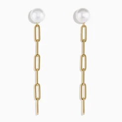 Earrings|BH Multi 14K Gold Cultured Fresh Water Pearl Paperclip Chain Earrings