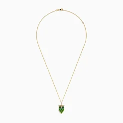 Necklaces & Pendants|Effy Jewelry 14K Gold Diamond Green and Yellow Enamel Owl Pendant