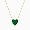 Necklaces & Pendants|Effy Jewelry 14K Gold Malachite and Diamond Reversible Heart Pendant