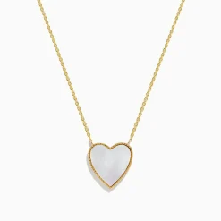 Necklaces & Pendants|Effy Jewelry 14K Gold Mother of Pearl and Diamond Reversible Heart Pendant
