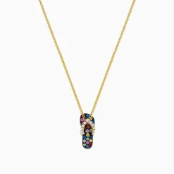 Necklaces & Pendants|BH Multi 14K Gold Multi Sapphire and Diamond Flip Flop Pendant, 0.53 TCW