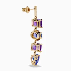 Earrings|Effy Jewelry 14K Gold Tanzanite, Purple Amethyst and Diamond Drop Earrings