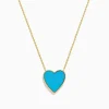 Necklaces & Pendants|Effy Jewelry 14K Gold Turquoise and Diamond Reversible Heart Pendant