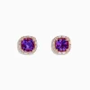 Earrings|Effy Jewelry 14K Rose Gold Amethyst and Diamond Stud Earrings