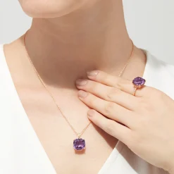 Rings|Effy Jewelry 14K Rose Gold Amethyst and Diamond Ring, 6.65 TCW