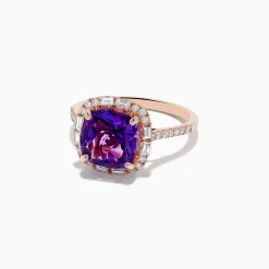 Rings|Effy Jewelry 14K Rose Gold Amethyst and Diamond Ring