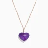 Necklaces & Pendants|Effy Jewelry 14K Rose Gold Amethyst and Diamond Heart Pendant, 10.32 TCW