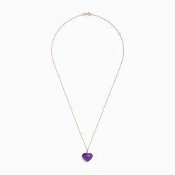 Necklaces & Pendants|Effy Jewelry 14K Rose Gold Amethyst and Diamond Heart Pendant, 10.32 TCW