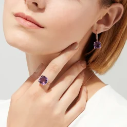 Earrings|Effy Jewelry 14K Rose Gold Amethyst and Diamond Earrings, 8.12 TCW