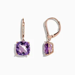 Earrings|Effy Jewelry 14K Rose Gold Amethyst and Diamond Earrings, 8.12 TCW