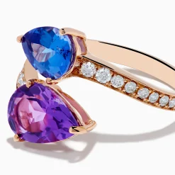 Rings|Effy Jewelry 14K Rose Gold Amethyst, Tanzanite and Diamond Ring