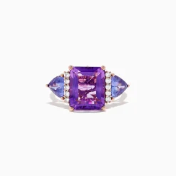 Rings|Effy Jewelry 14K Rose Gold Amethyst, Tanzanite and Diamond Ring, 7.49 TCW