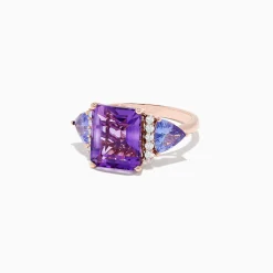 Rings|Effy Jewelry 14K Rose Gold Amethyst, Tanzanite and Diamond Ring, 7.49 TCW