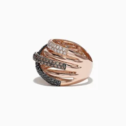 Rings|Effy Jewelry 14K Rose Gold Black, Brown and White Diamond Ring, 1.47 TCW